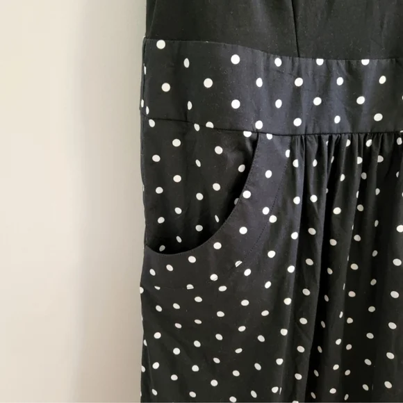 City Chic Dress womens Large 20 black and white polka dot sleeveless pockets - Picture 2 of 5